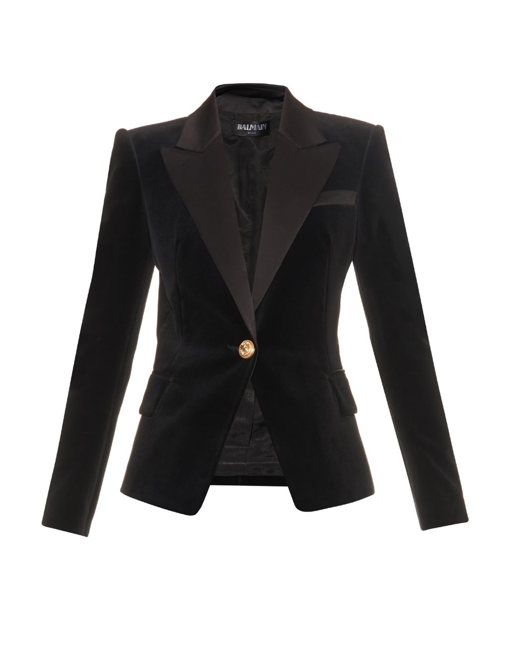 Balmain Satin-lapel Velvet Jacket in Black | UK