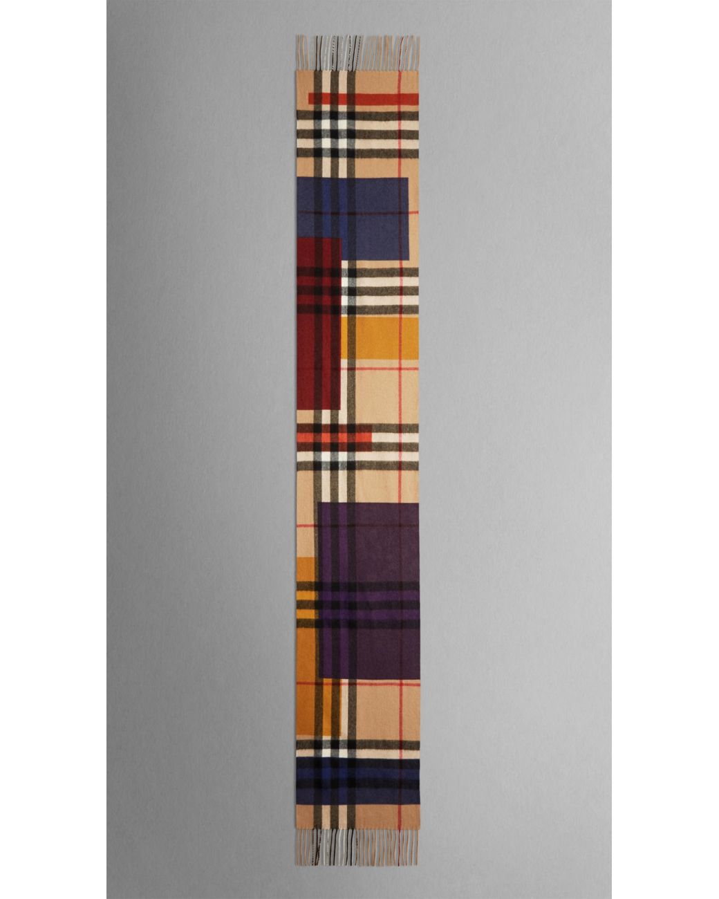Burberry Colour Block Check Cashmere Scarf for Men | Lyst UK