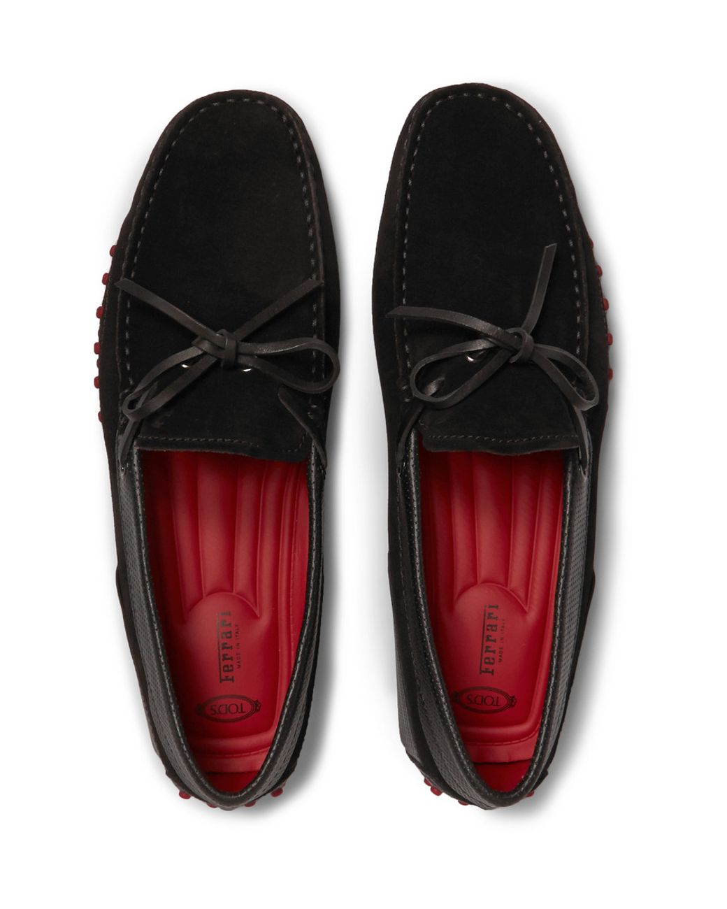 Tod's Ferrari Gommino Suede And Leather Driving Shoes in Black for Men |  Lyst
