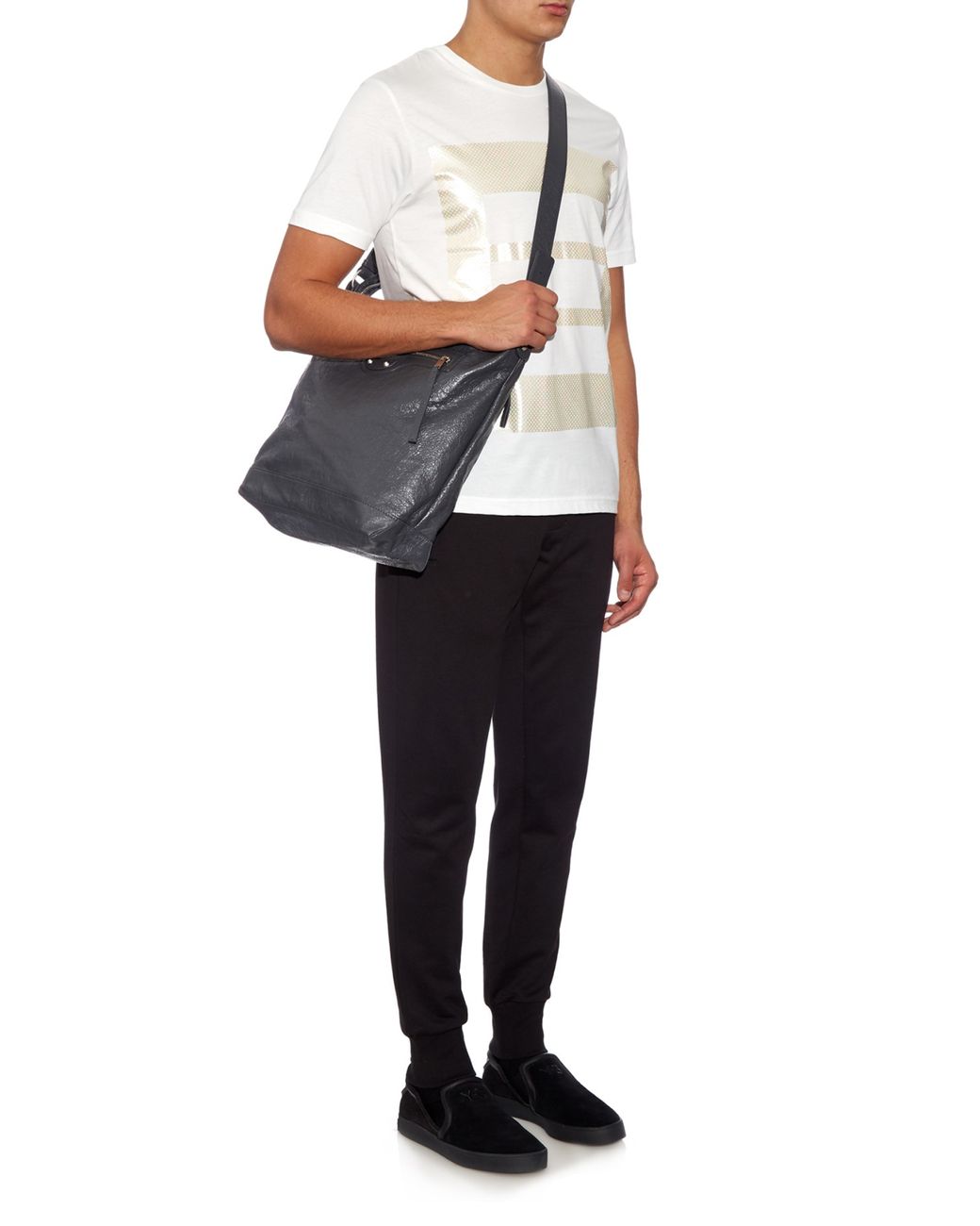 Balenciaga Arena Leather Messenger Bag in Gray for Men | Lyst