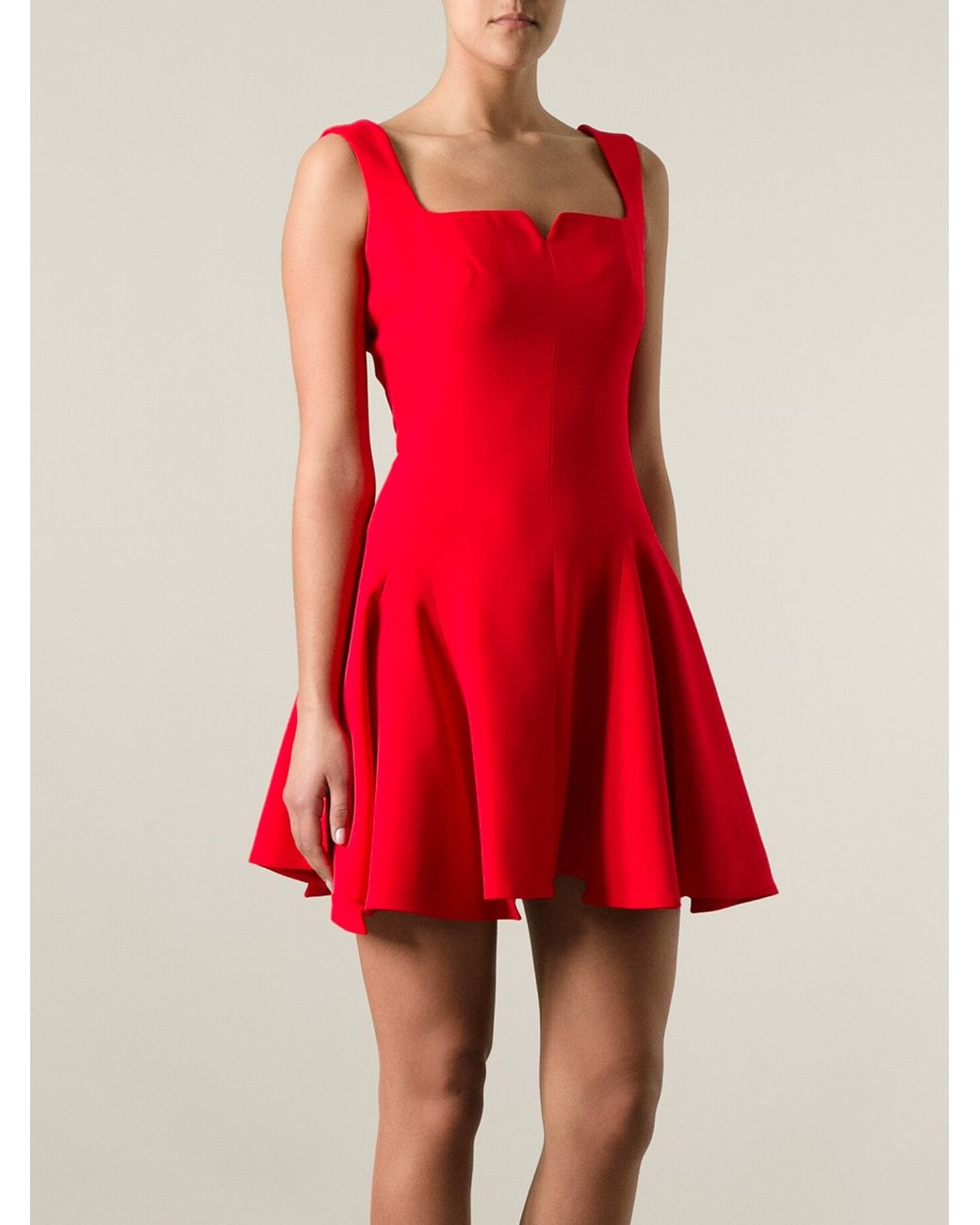 McQueen Sleeveless Skater Dress in Red | Lyst