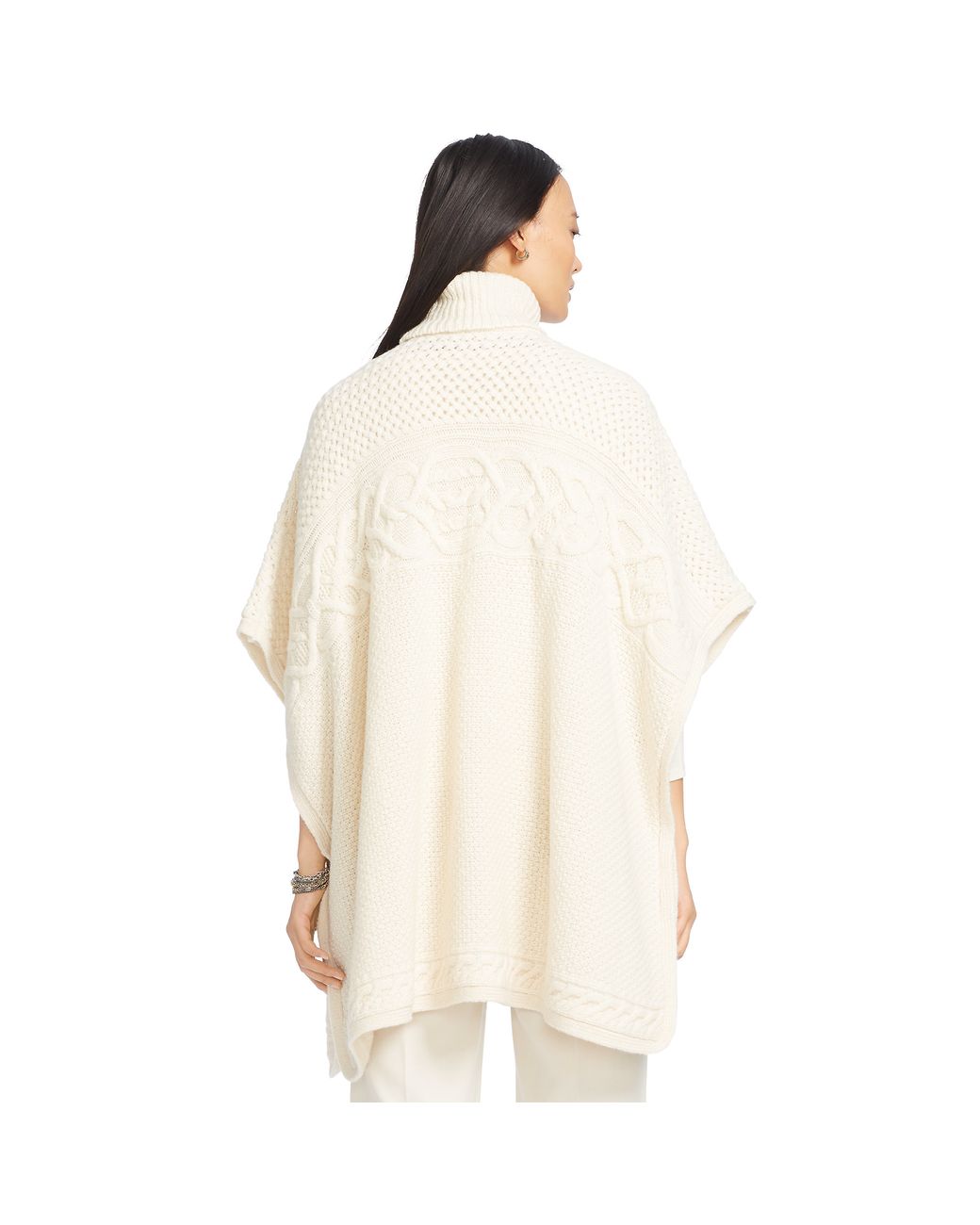 Ralph Lauren Wool-alpaca Turtleneck Poncho in Natural | Lyst