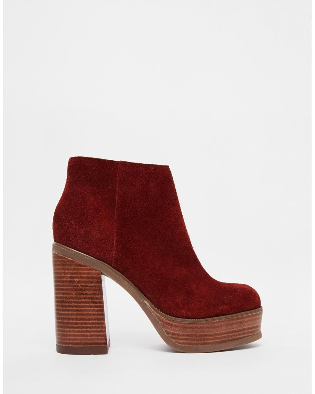 ASOS Expression 70s Suede Platform Ankle Boots in Brown | Lyst
