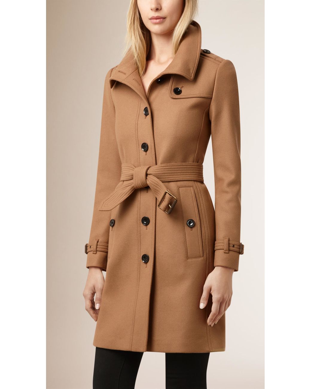 Burberry Virgin Wool Cashmere Blend Trench Coat in Camel (Brown) | Lyst