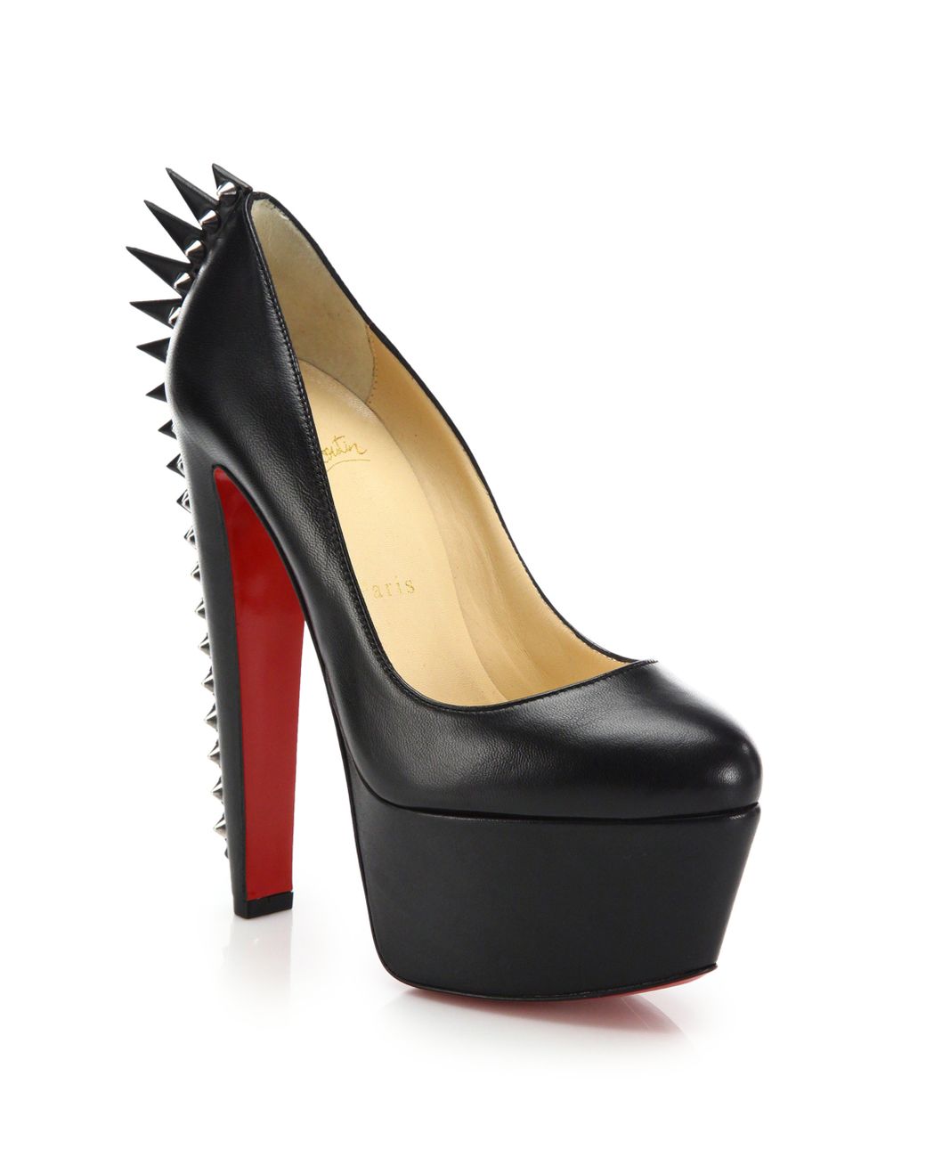 Sold at Auction: Christian Louboutin - Spike Platform Black Heels