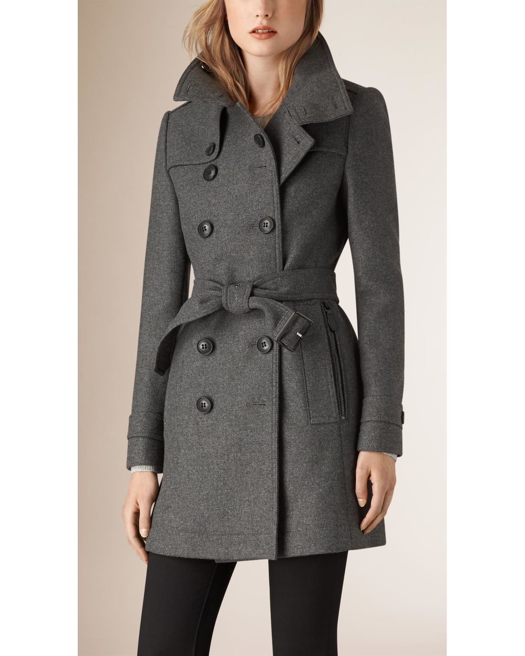 Burberry Wool and Cashmere-Blend Trench Coat in Gray | Lyst