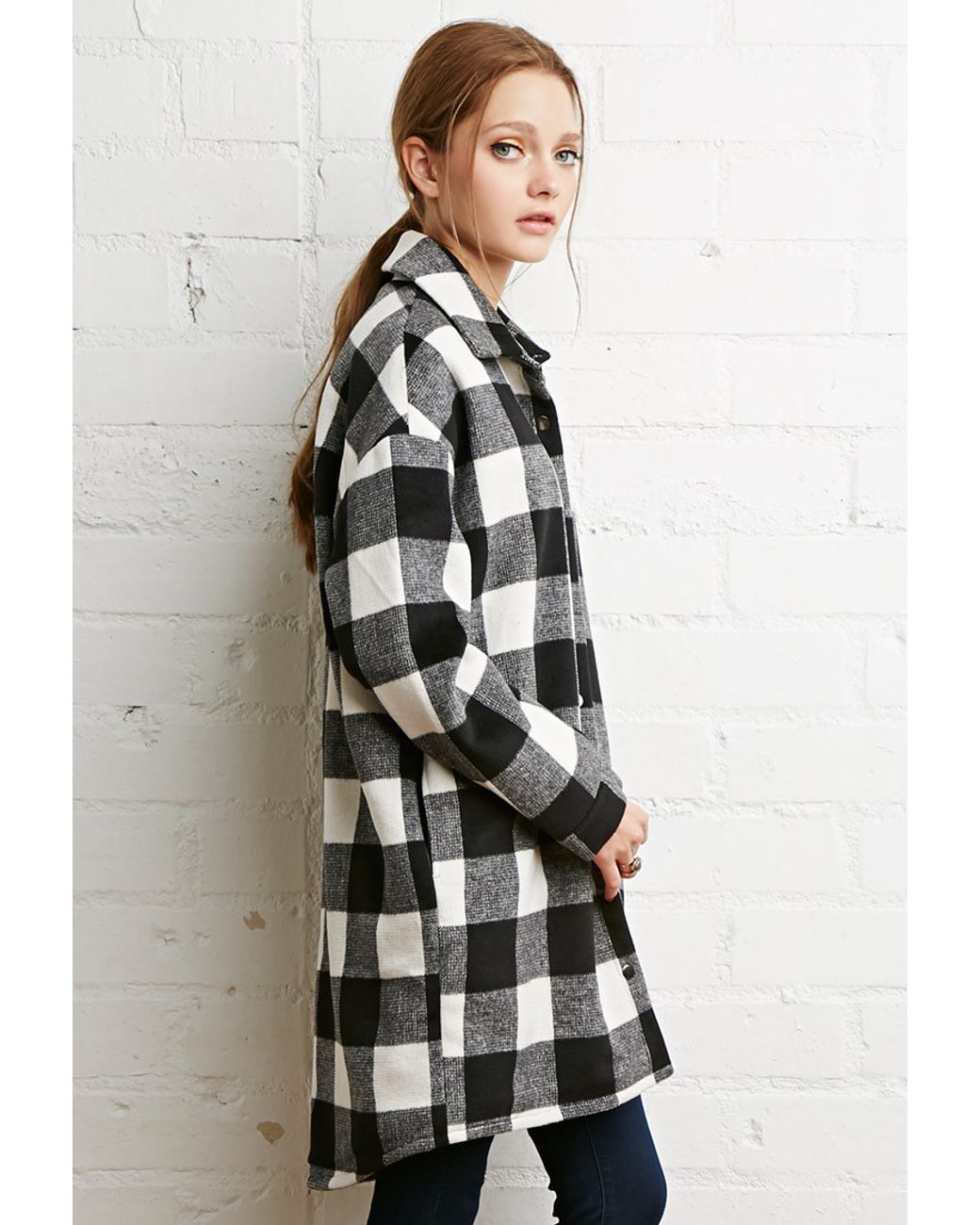 long buffalo plaid jacket