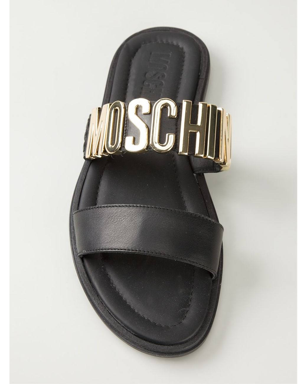 Moschino Logo Plaque Sandals in Black for Men | Lyst