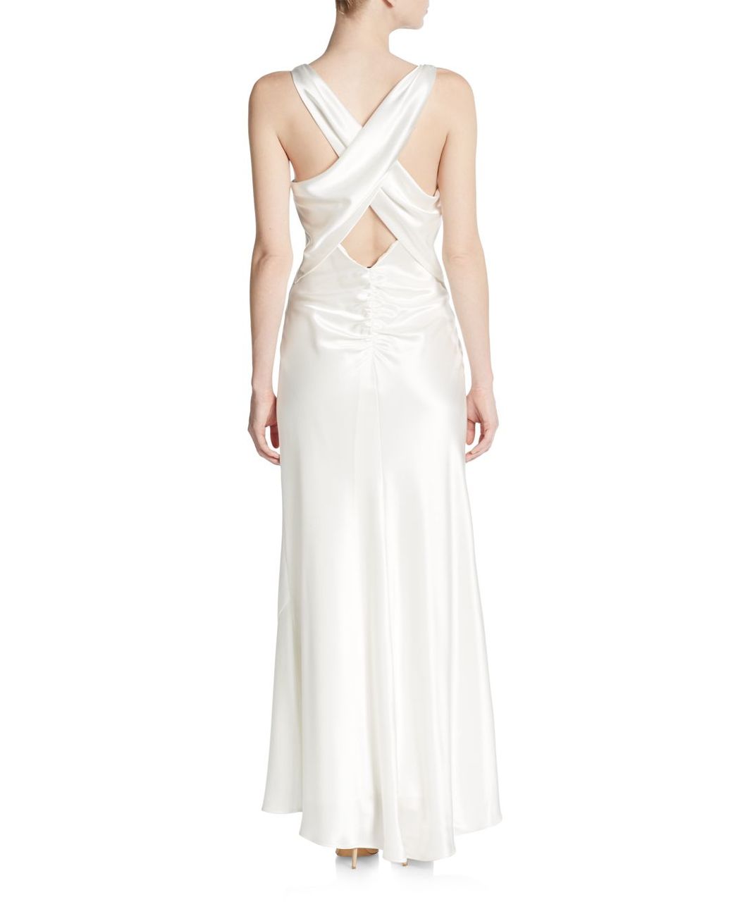 ABS By Allen Schwartz Cowlneck Satin Gown in White | Lyst