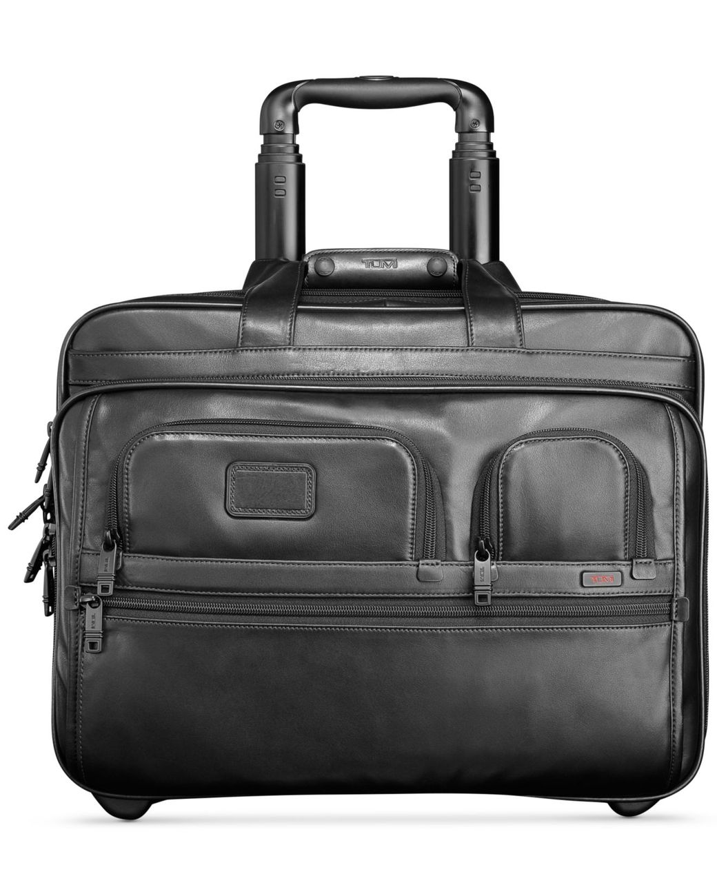 Tumi Alpha 2 Deluxe Leather Rolling Laptop Briefcase in Black for Men | Lyst