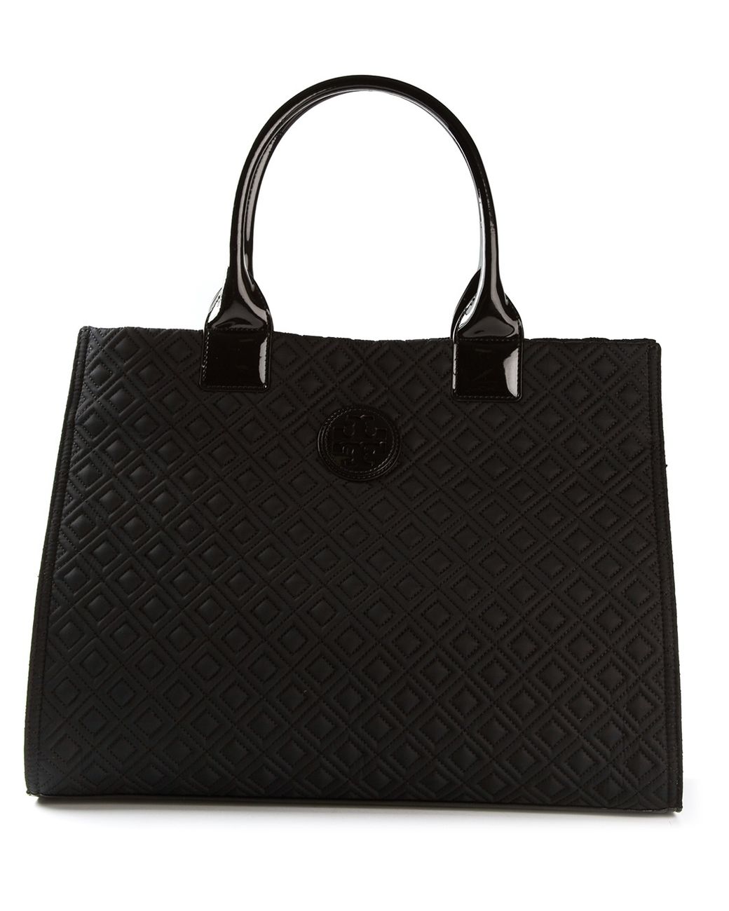 Tory Burch Ella Quilted Tote in Black | Lyst