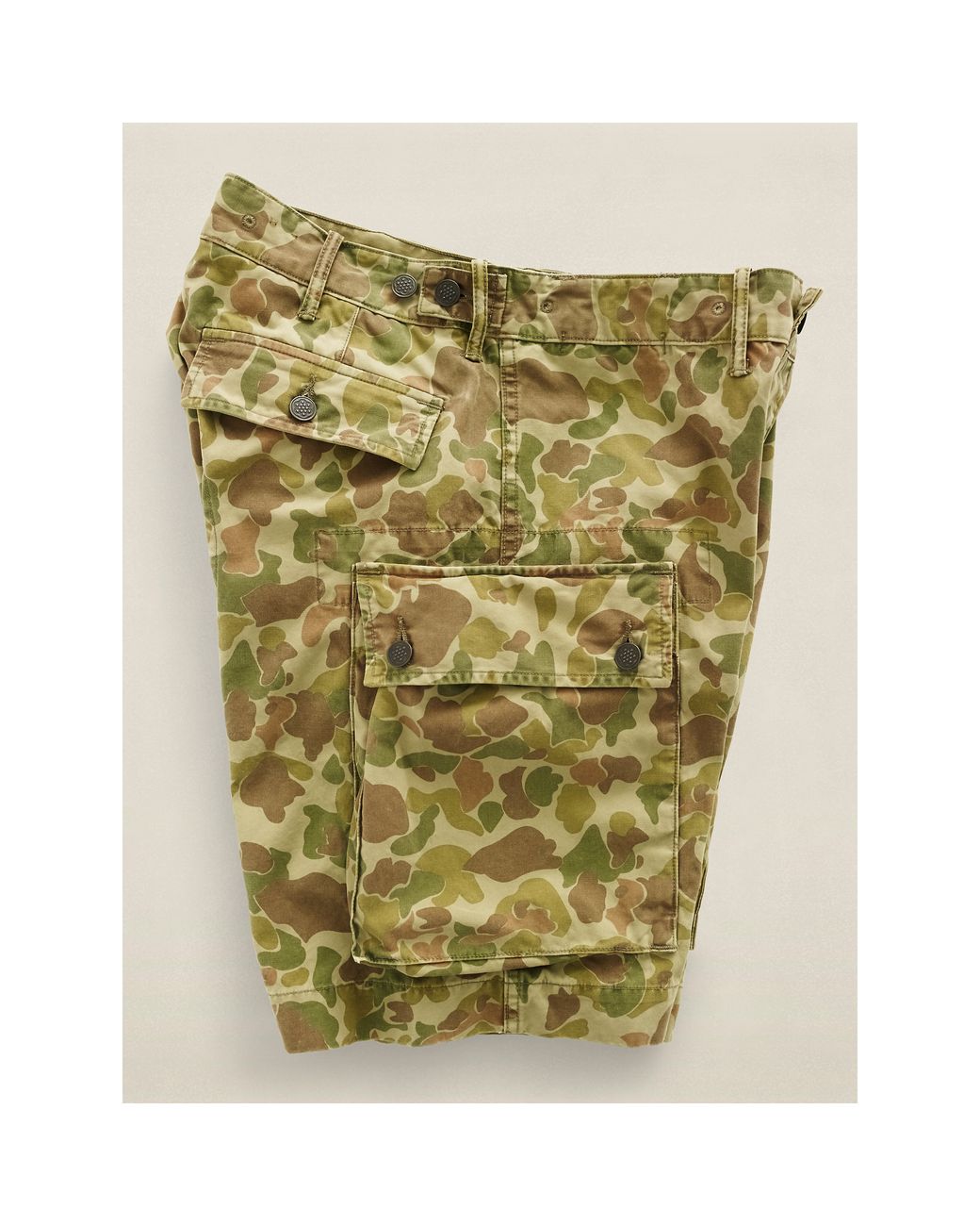 RRL Camo-Print Cargo Short in Olive 