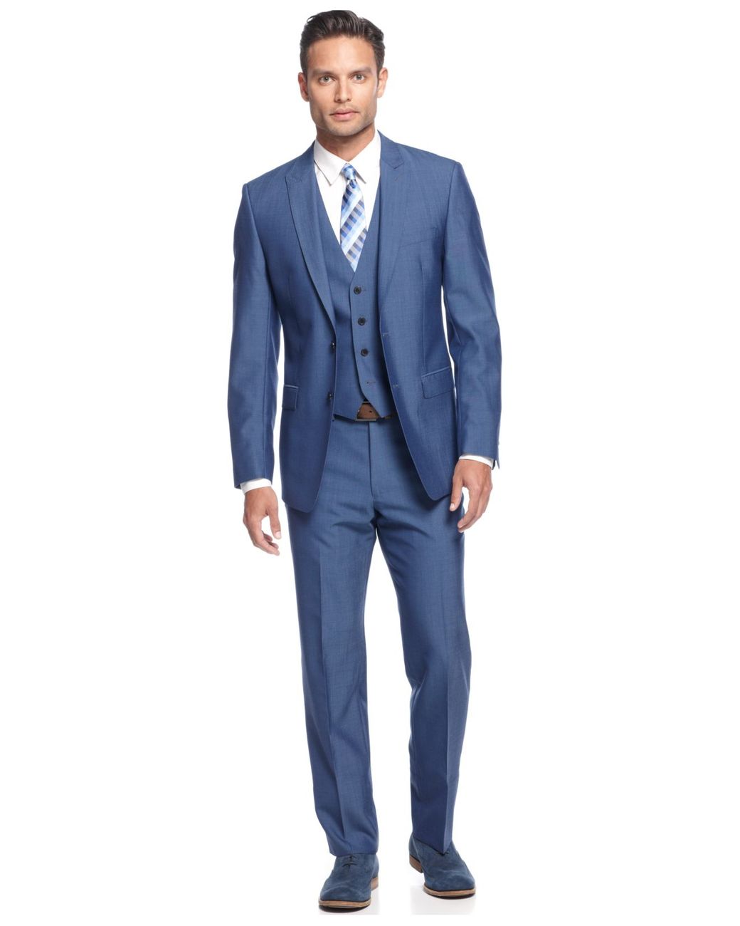 Calvin Klein Medium Blue Vested Slim X Fit Suit for Men | Lyst