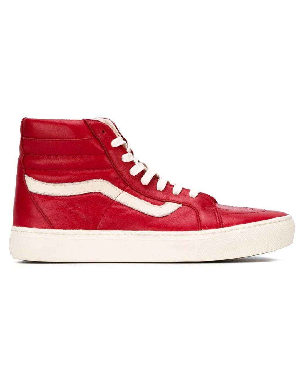 Vans Quilted-Leather High-Top Sneakers in Red for Men | Lyst