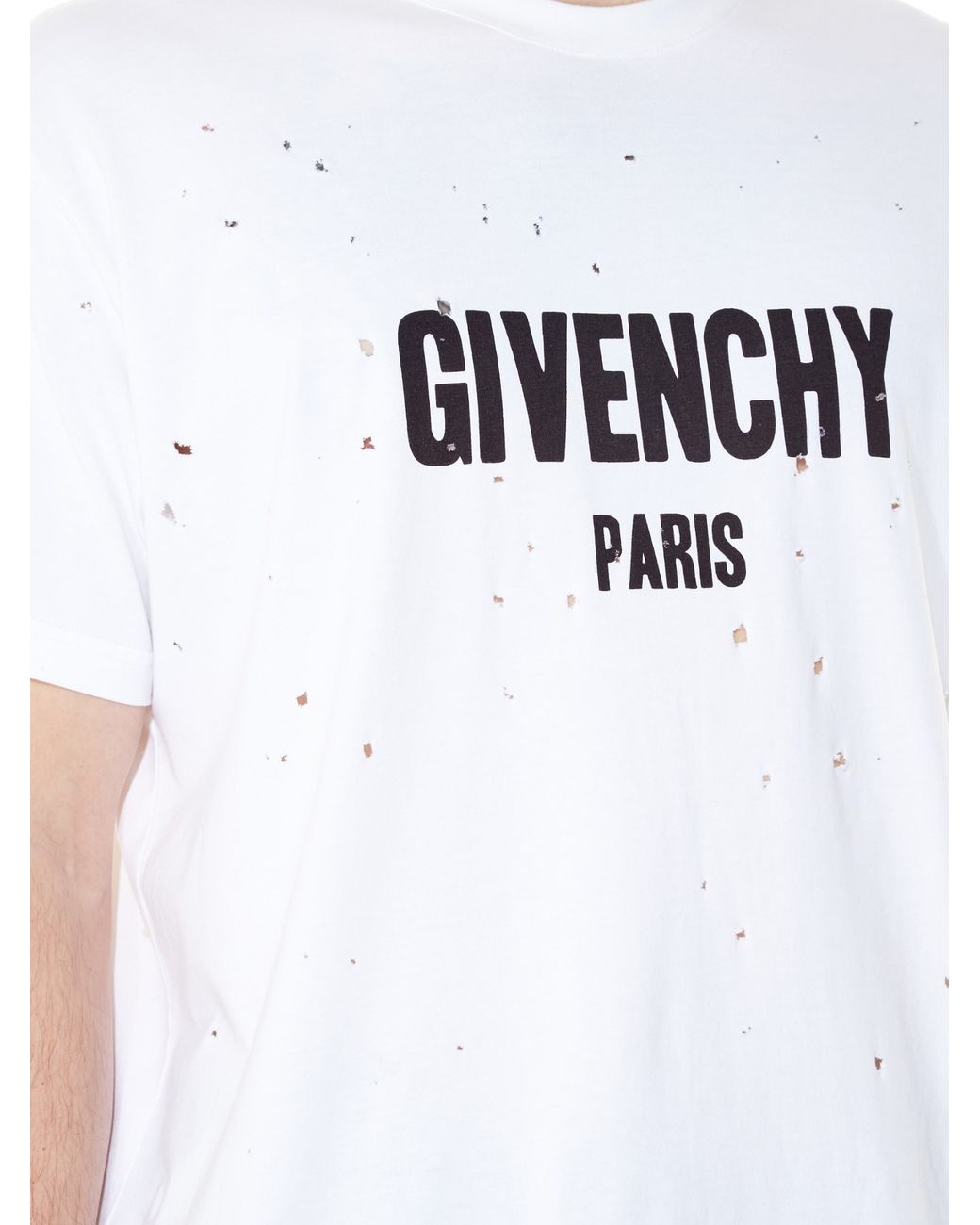 Givenchy Columbian-fit Distressed T-shirt in White for Men | Lyst