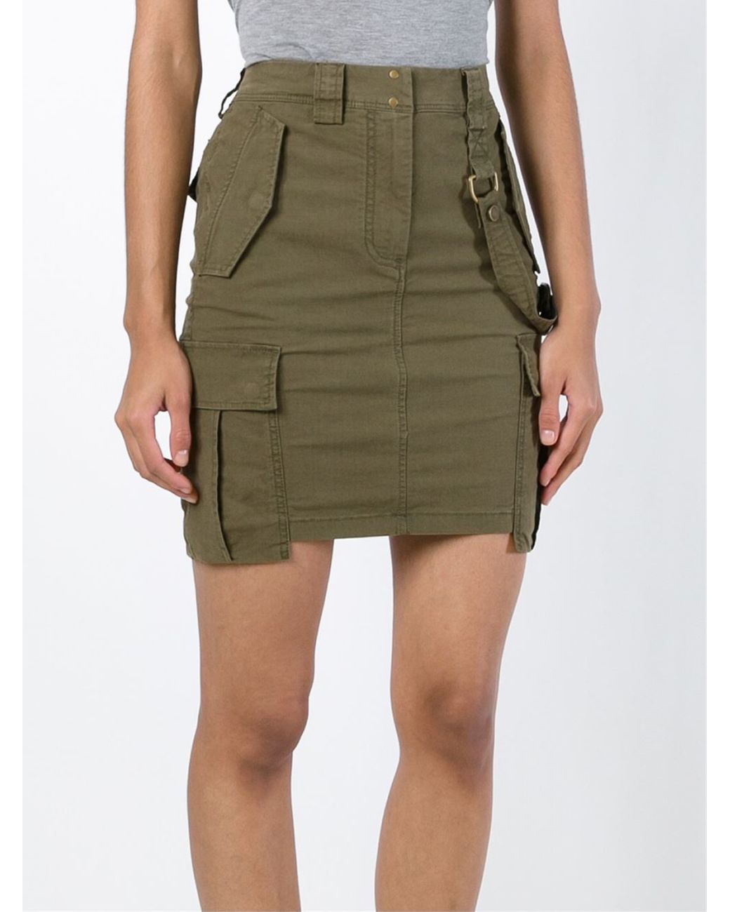 DIESEL Cotton Army Style Cargo Skirt in 