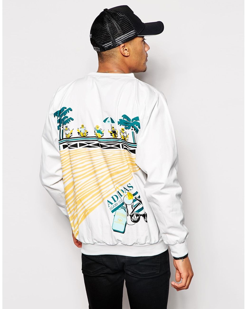 adidas Originals Archive 1988 Sweatshirt With Beach Print in White for Men  | Lyst