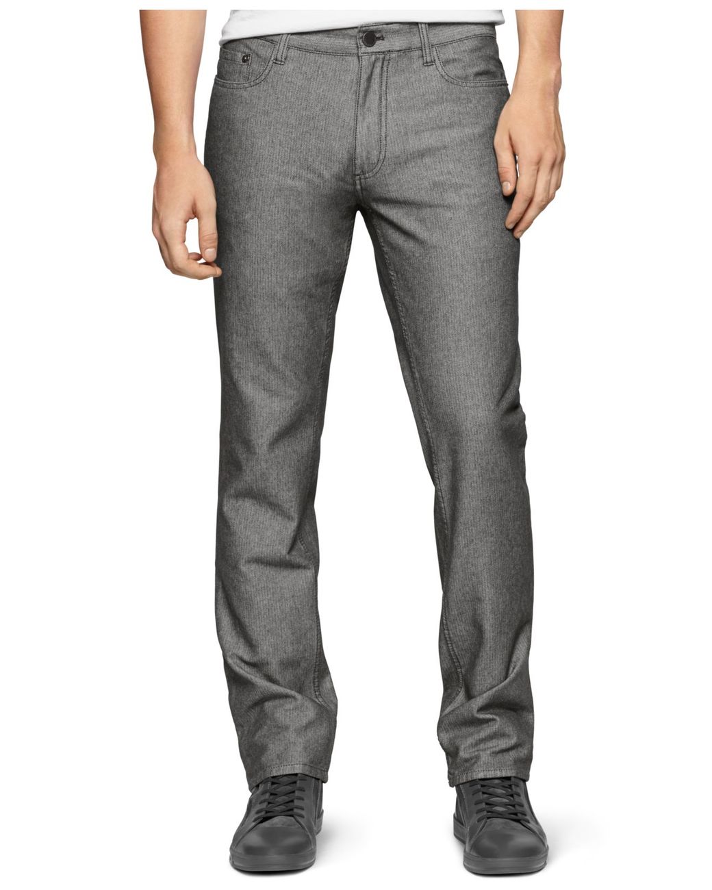 Calvin Klein Slim-straight Herringbone Jeans in Gray for Men | Lyst