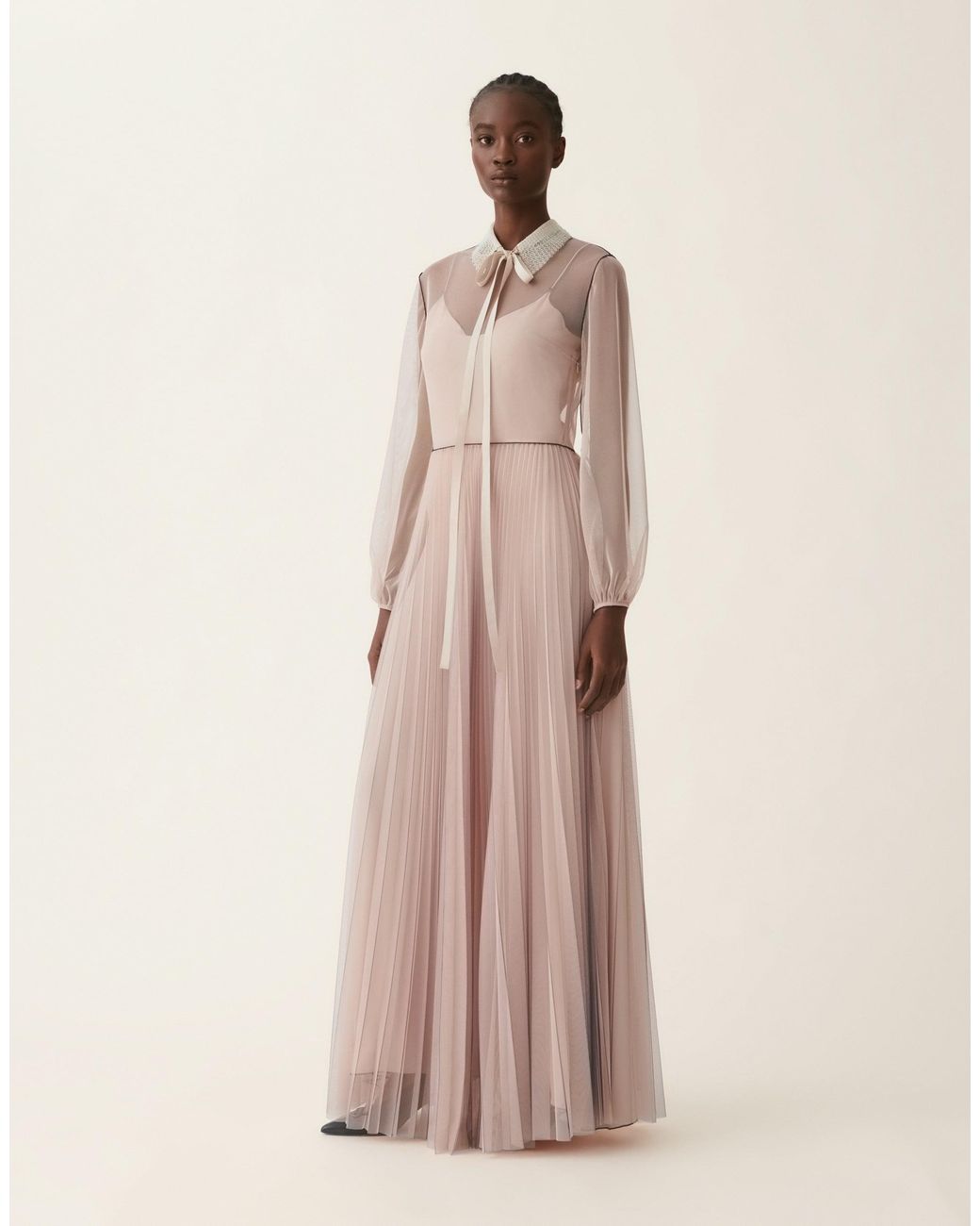 Fabiana Filippi Natural Long Tulle Dress