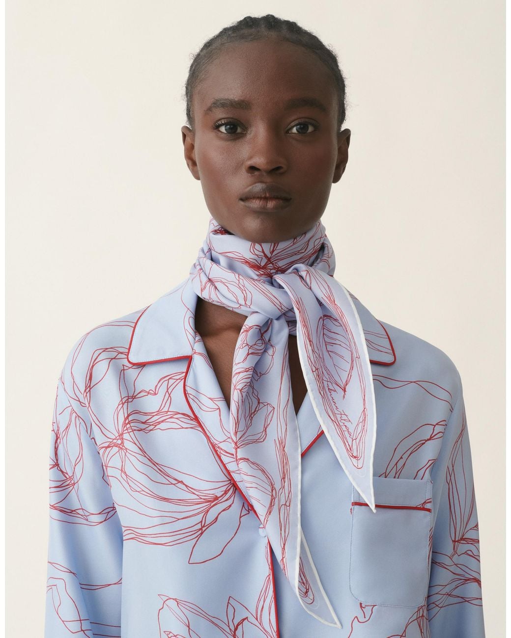 Fabiana Filippi Blue Silk Twill Diamond Scarf, Light, And