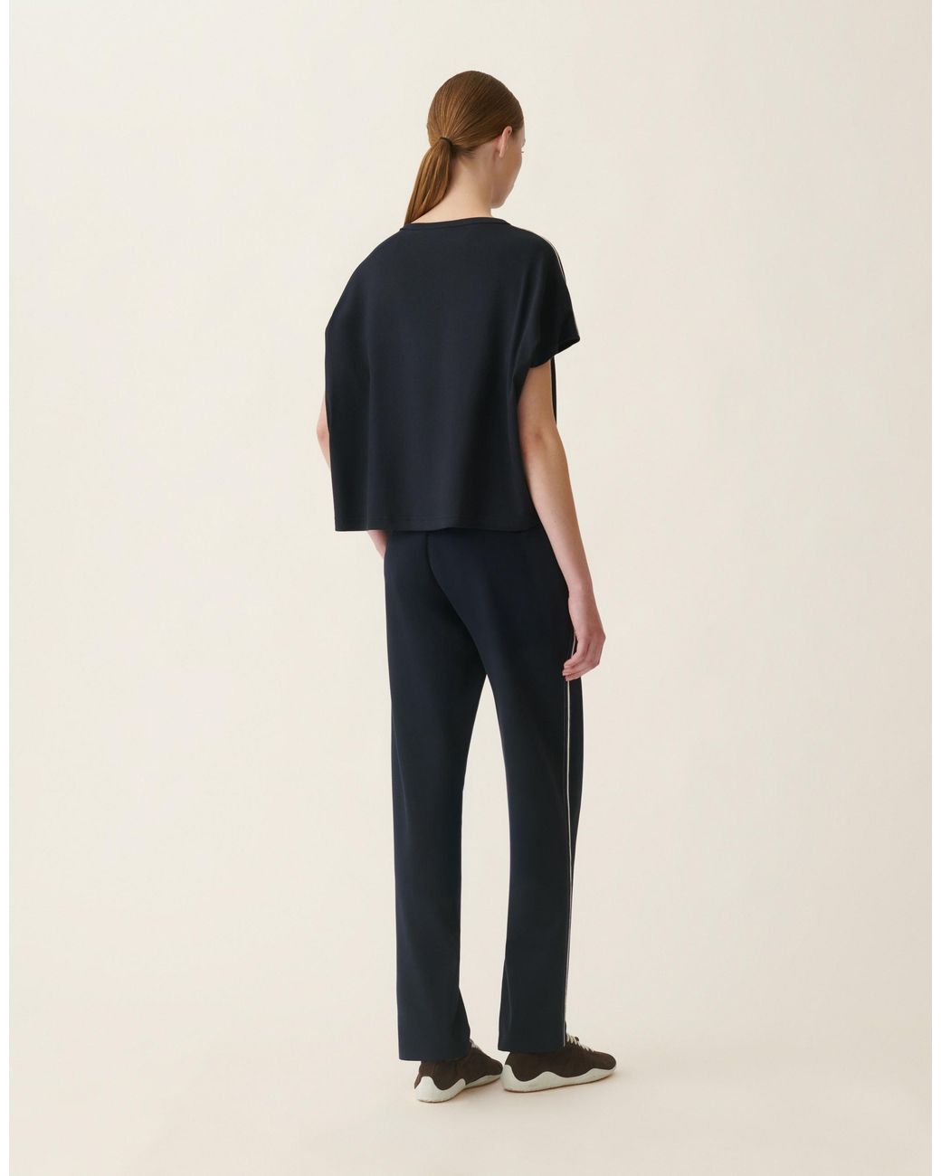 Fabiana Filippi Blue Ribbed Cotton Jersey T-Shirt