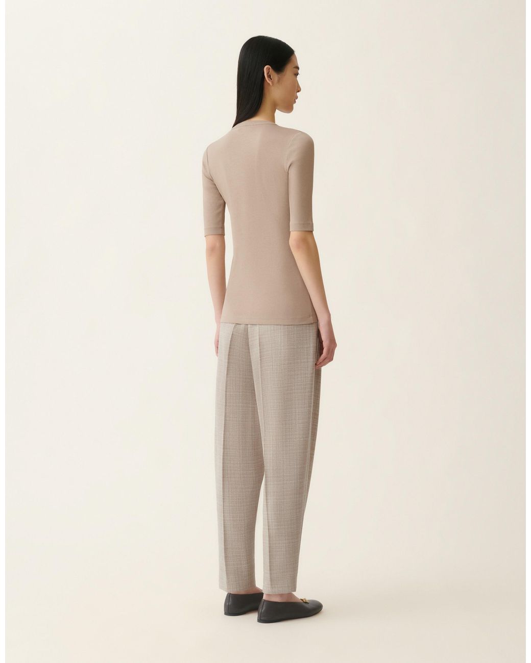 Fabiana Filippi Natural Ribbed Cotton Jersey T-Shirt