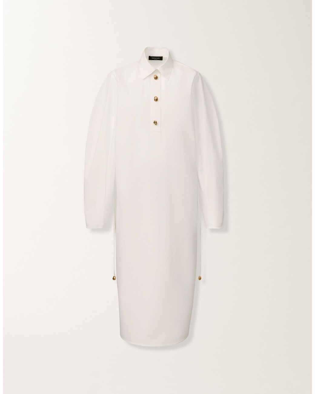Fabiana Filippi White Drawstring Button-Fastening Midi Shirt Dress