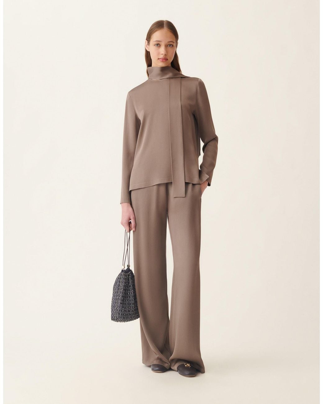 Fabiana Filippi Natural Enver Satin Top, Falcon