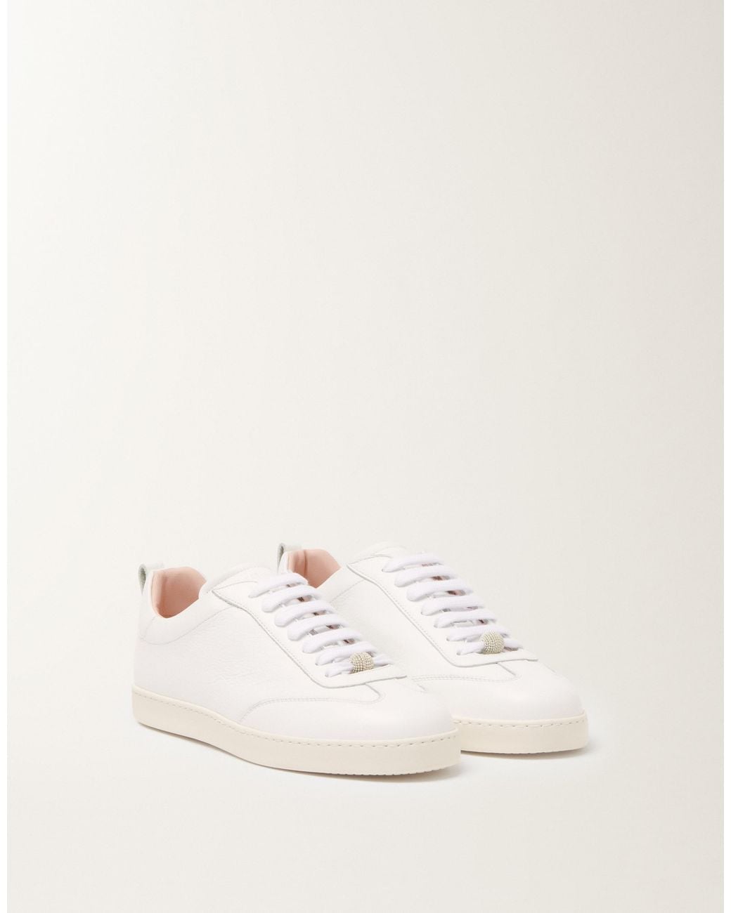 Fabiana Filippi Natural Grain Leather Sneakers, Optic