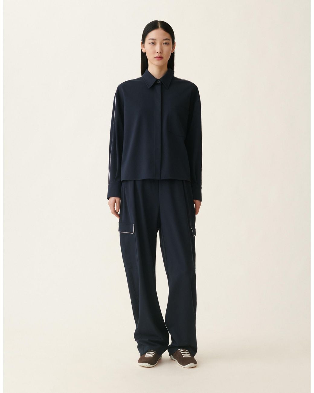 Fabiana Filippi Blue Cropped Milano Stitch Jersey Jacket