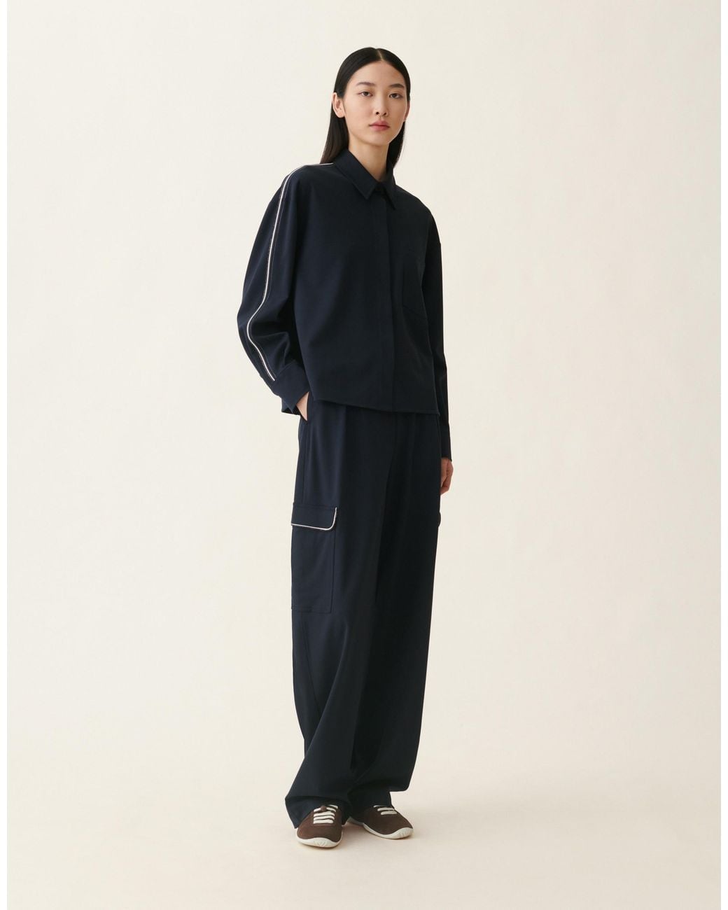 Fabiana Filippi Blue Cropped Milano Stitch Jersey Jacket