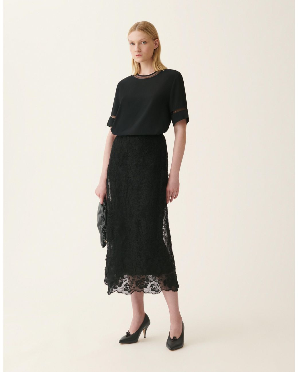 Fabiana Filippi Black Short-Sleeve Crêpe De Chine Top