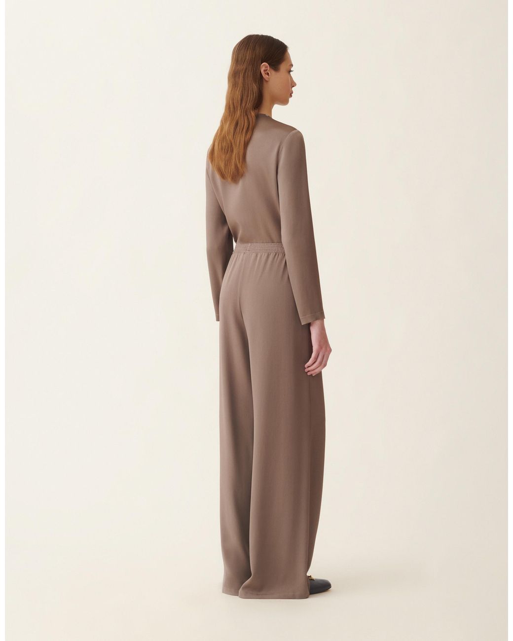 Fabiana Filippi Natural Wide-Leg Enver Satin Trousers