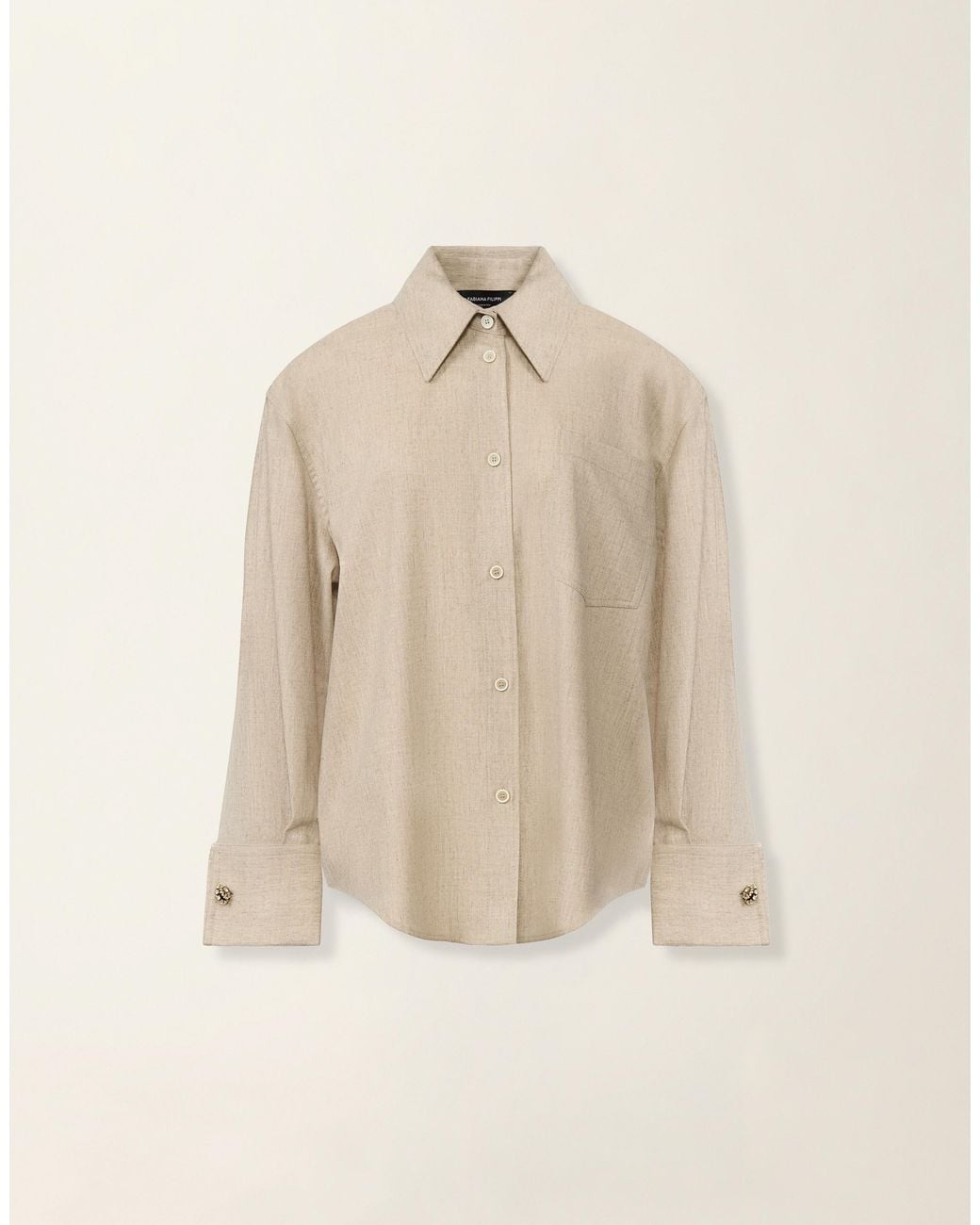 Fabiana Filippi Natural Long Flannel Shirt, Greige