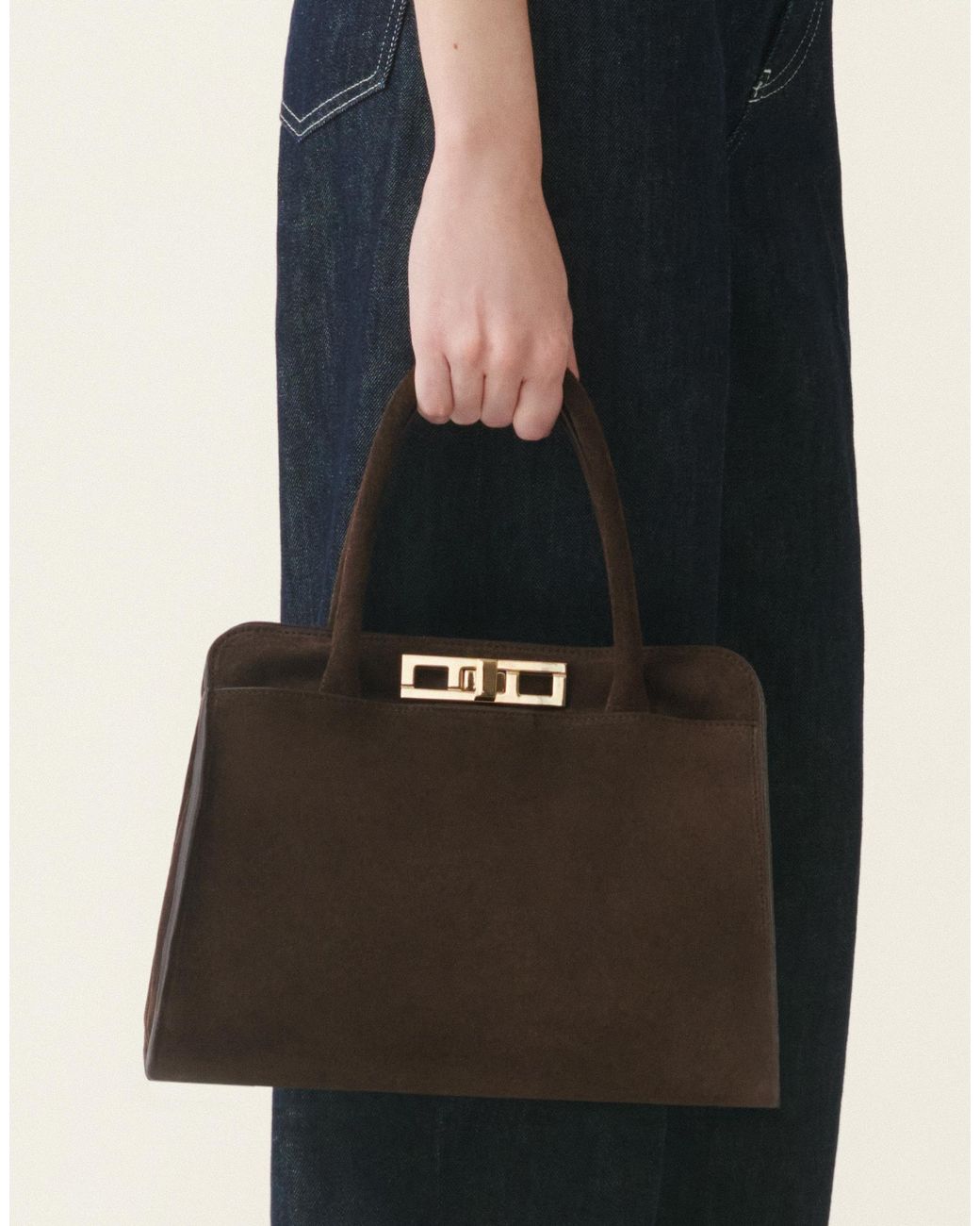 Fabiana Filippi Natural Medium Suede Handbag