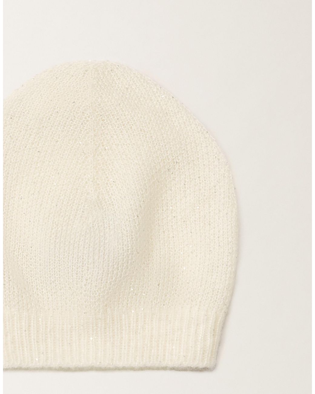 Fabiana Filippi Natural Mohair Cap With Micro Sequins, Raffia