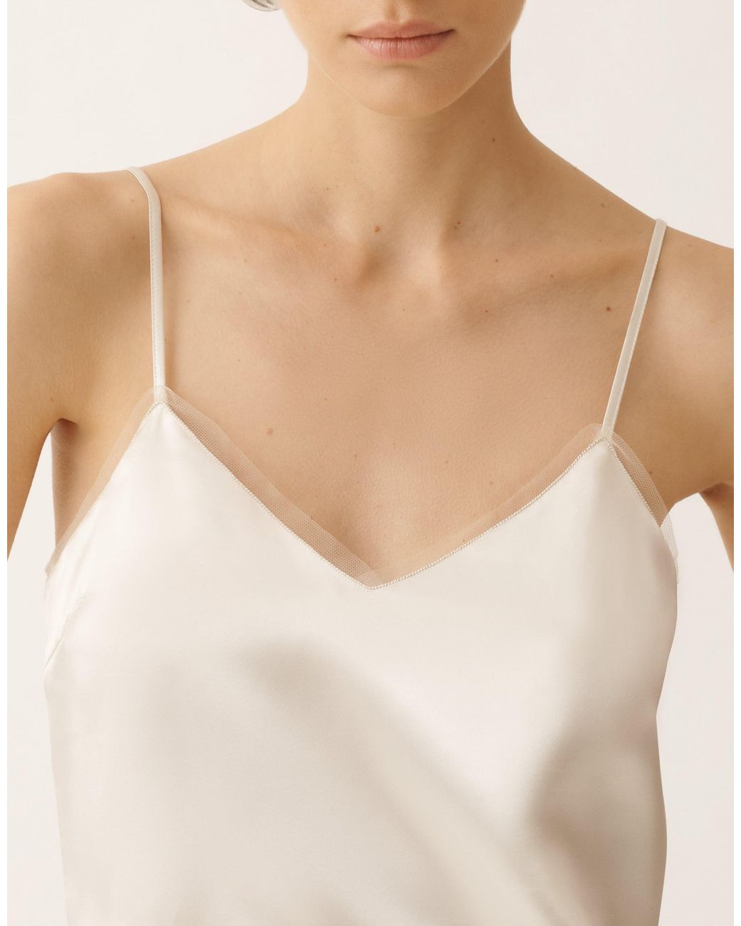 Fabiana Filippi Natural Satin Lingerie Top, Butter