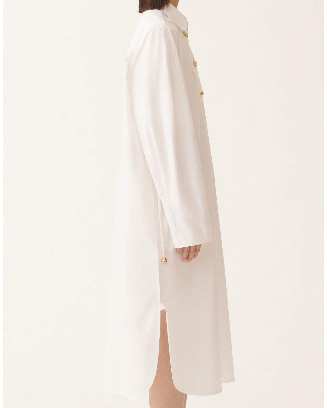 Fabiana Filippi White Drawstring Button-Fastening Midi Shirt Dress