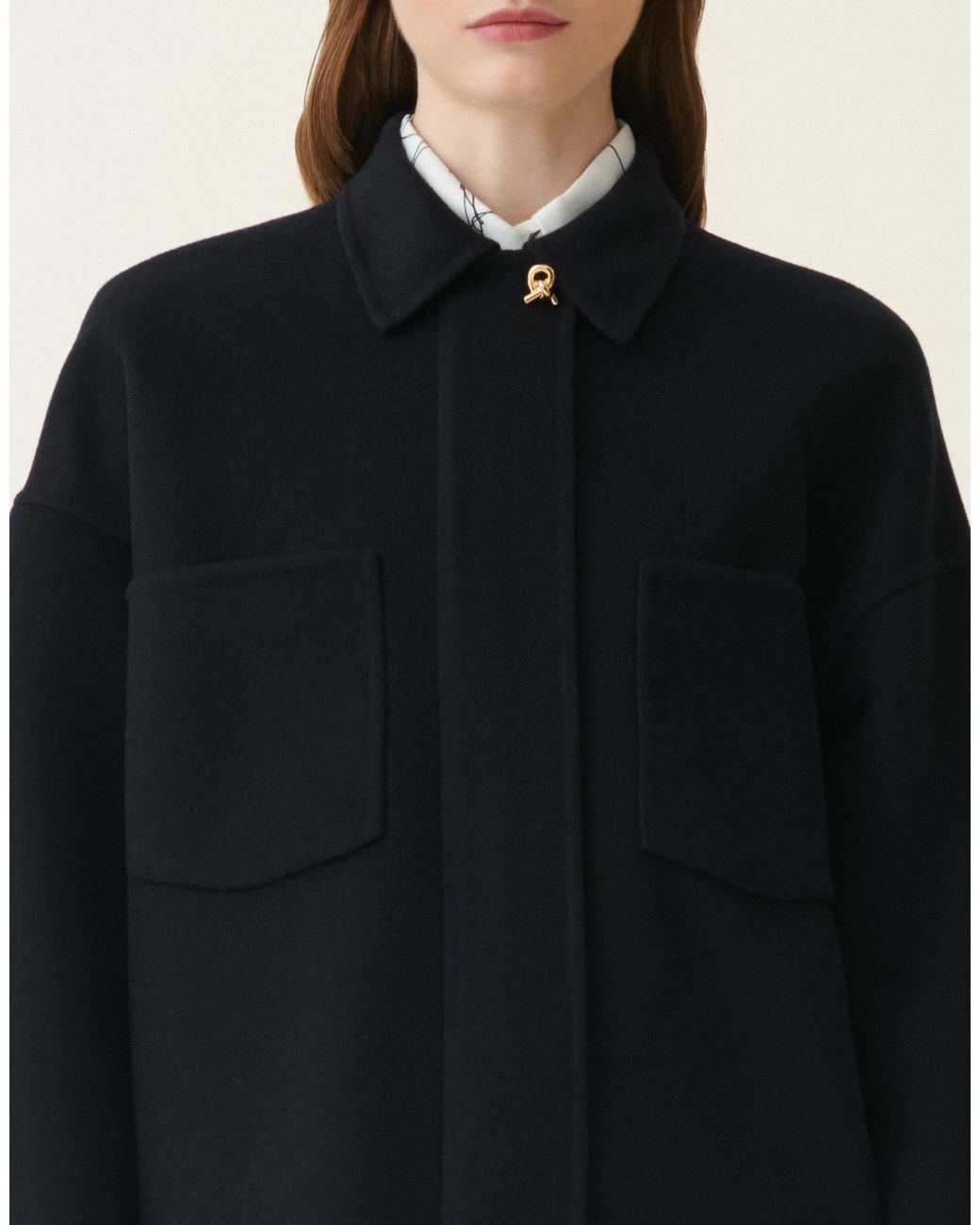 Fabiana Filippi Blue Double Wool Shirt Jacket