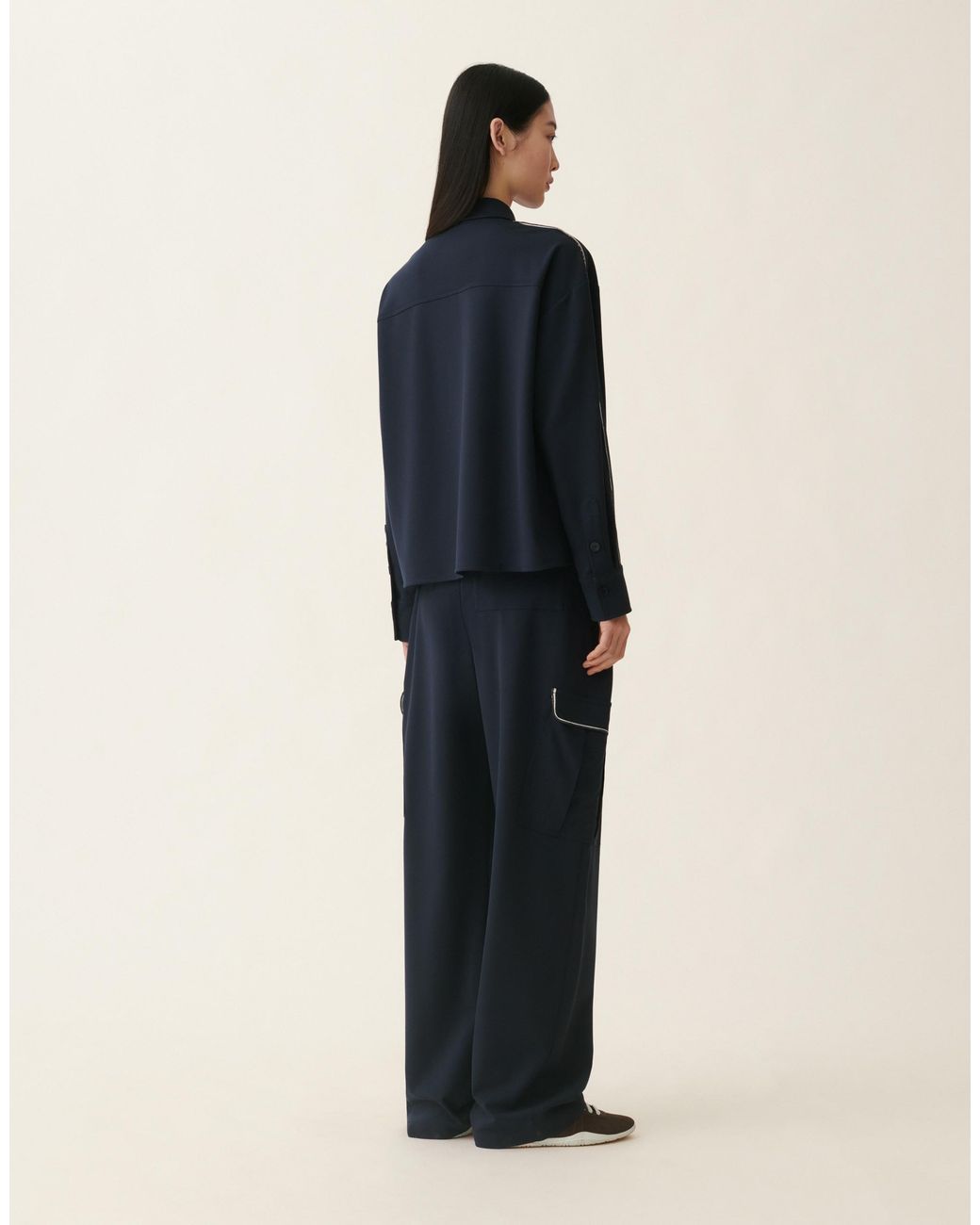 Fabiana Filippi Blue Cropped Milano Stitch Jersey Jacket