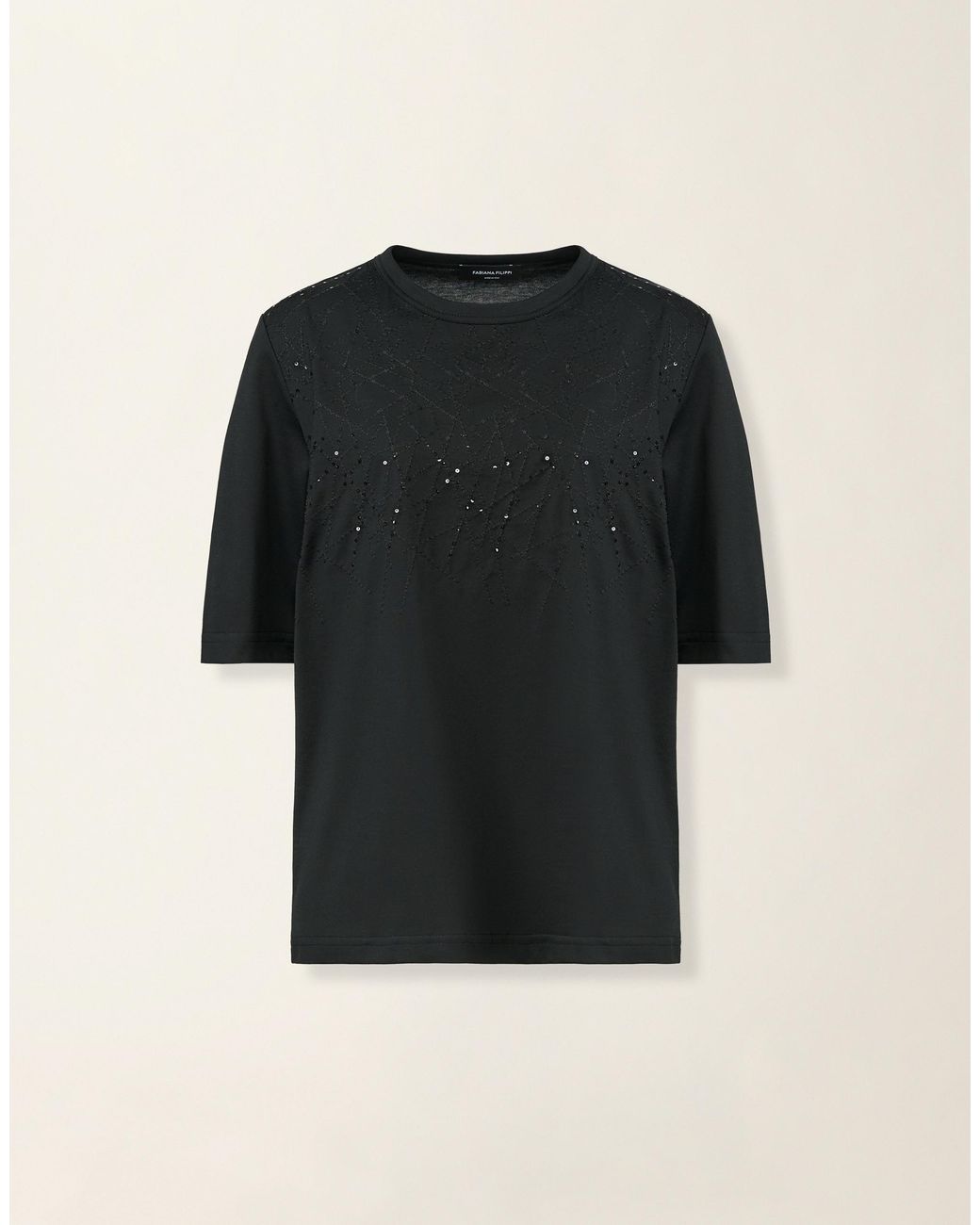 Fabiana Filippi Black Embroidered Jersey T-Shirt