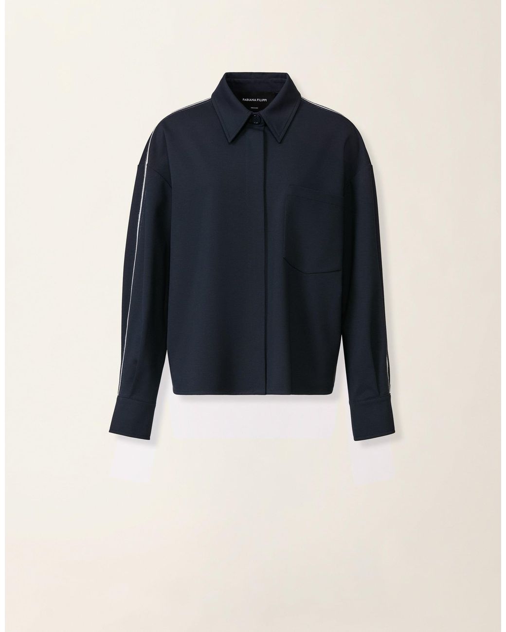 Fabiana Filippi Blue Cropped Milano Stitch Jersey Jacket