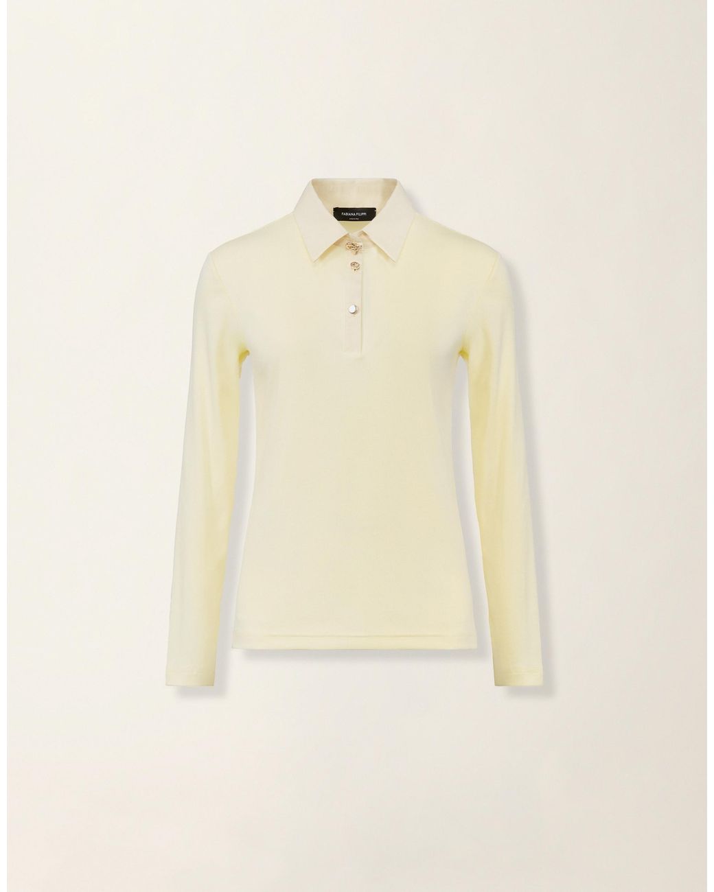 Fabiana Filippi Natural Ribbed Cotton Jersey Long-Sleeved T-Shirt