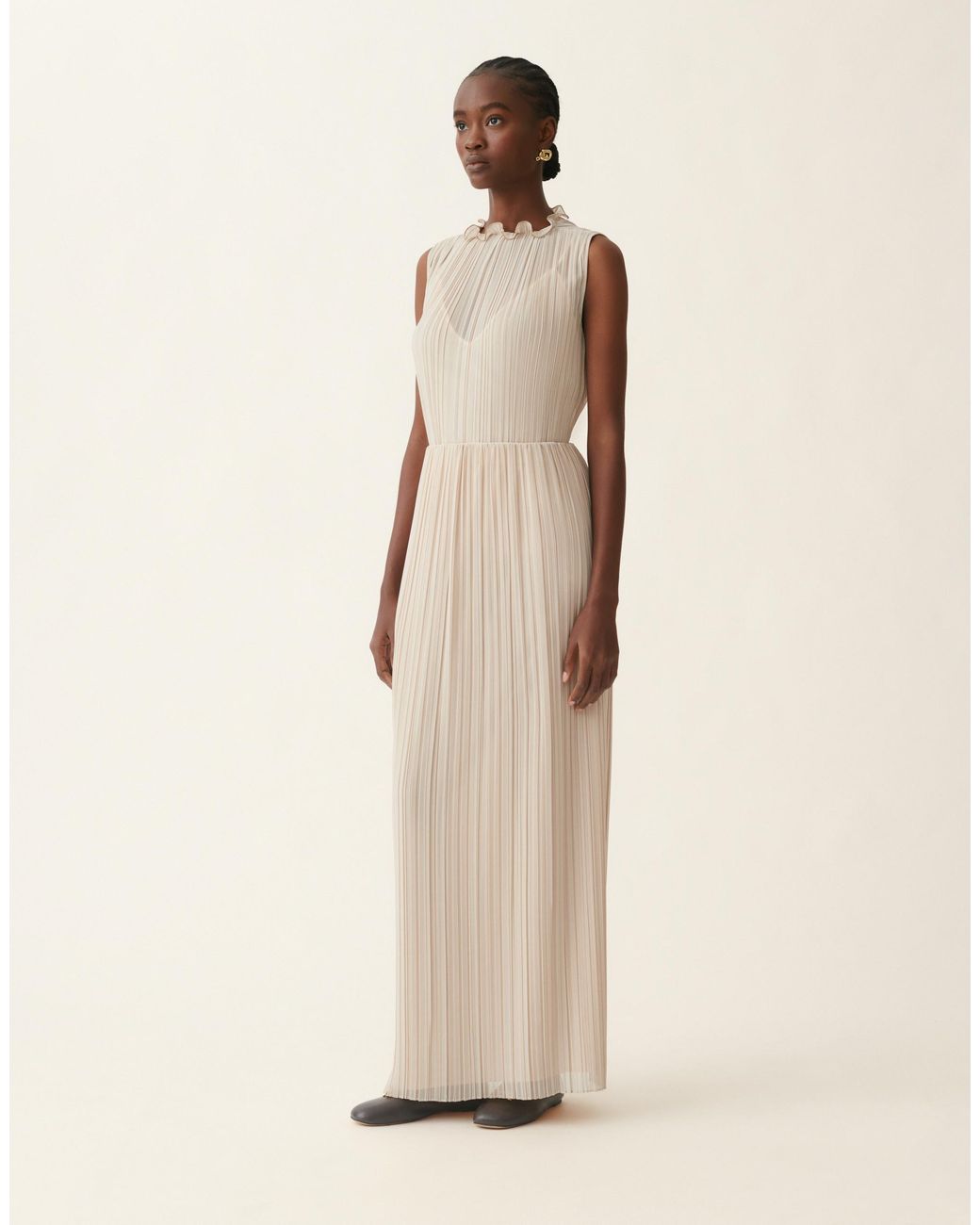 Fabiana Filippi Natural Long Pleated Skirt