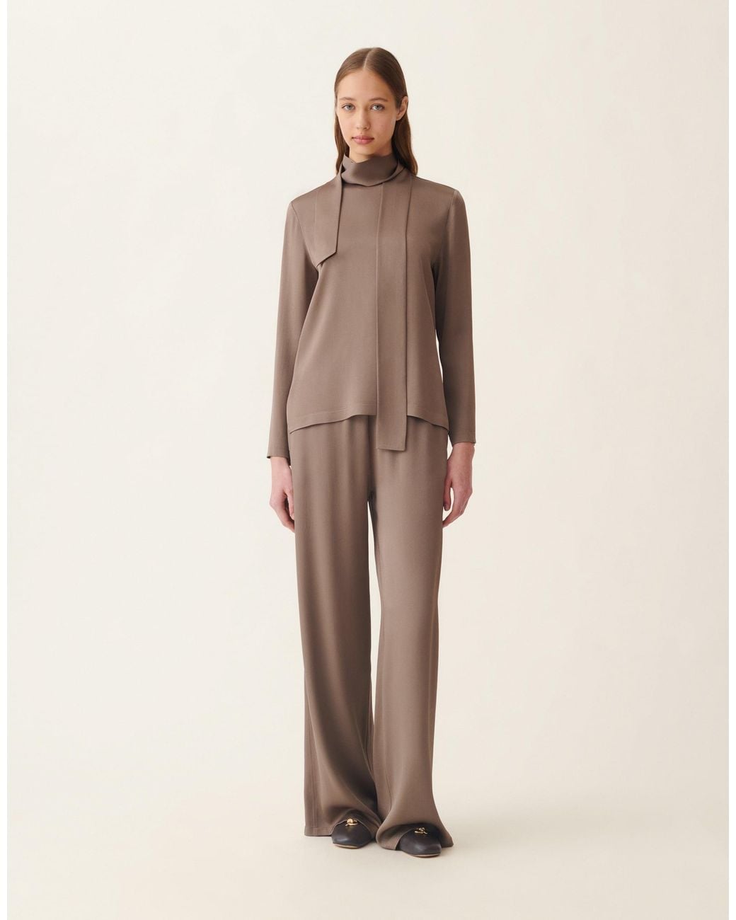 Fabiana Filippi Natural Enver Satin Top, Falcon