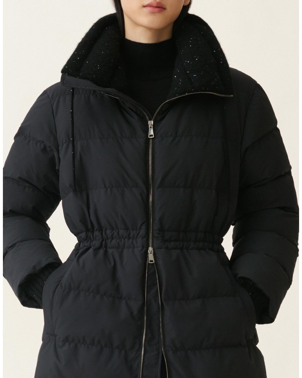 Fabiana Filippi Blue Midi Ultralight Technical Down Coat