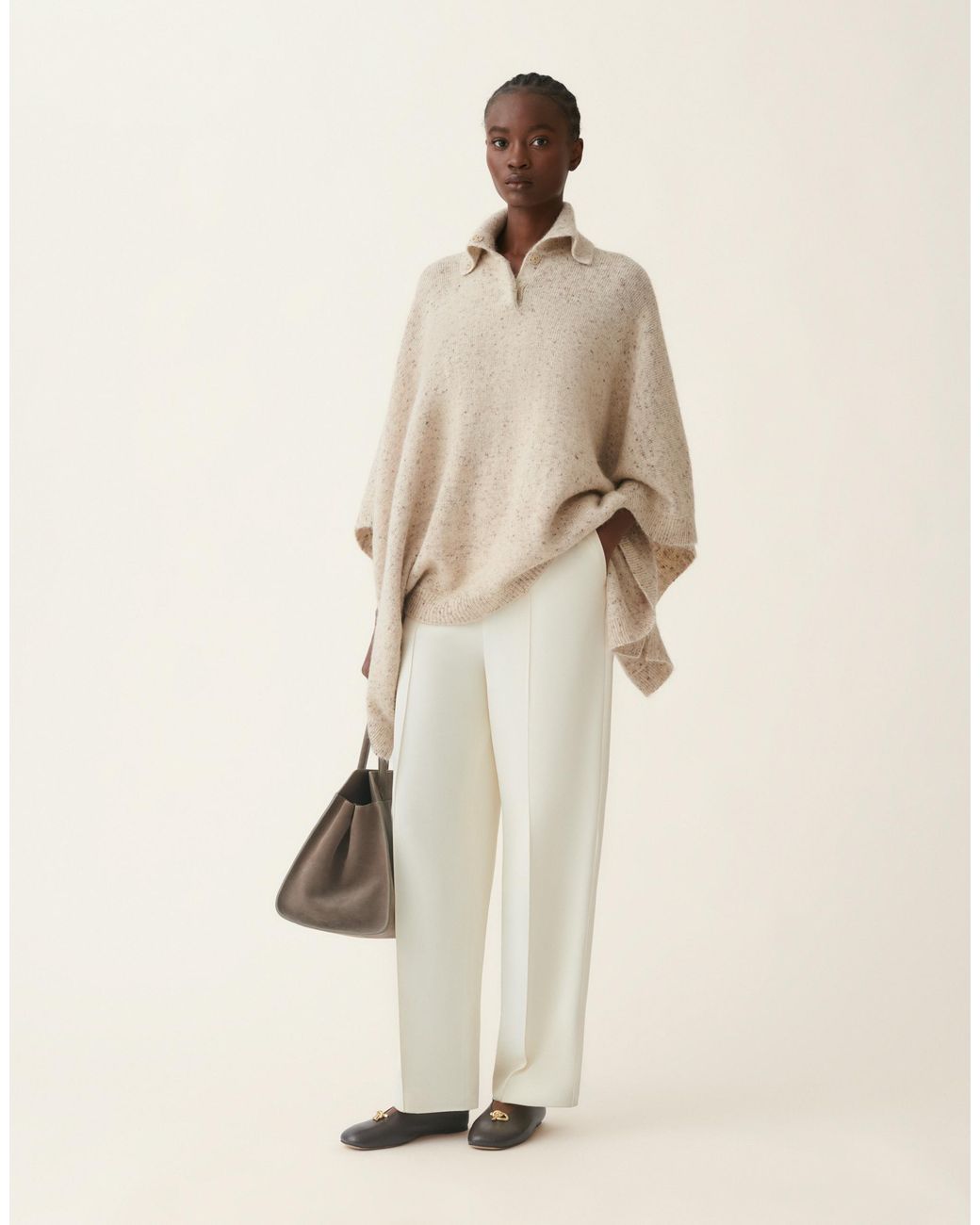Fabiana Filippi Natural Donegal Yarn Cape With Lurex