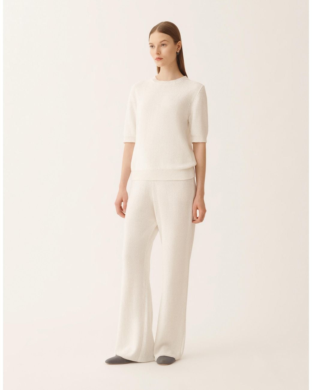 Fabiana Filippi Natural Cotton And Linen Sweater With Sequins