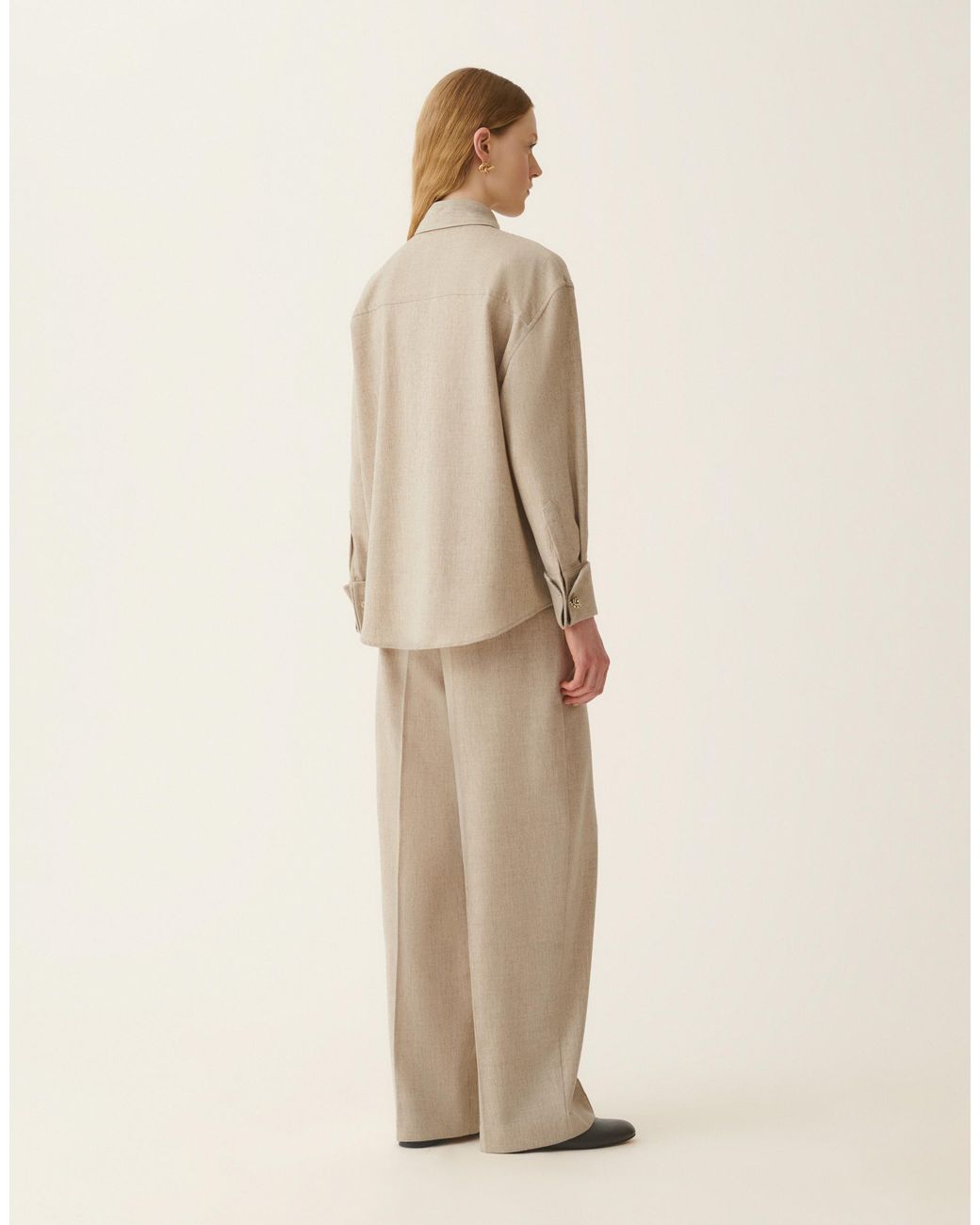 Fabiana Filippi Natural Long Flannel Shirt, Greige