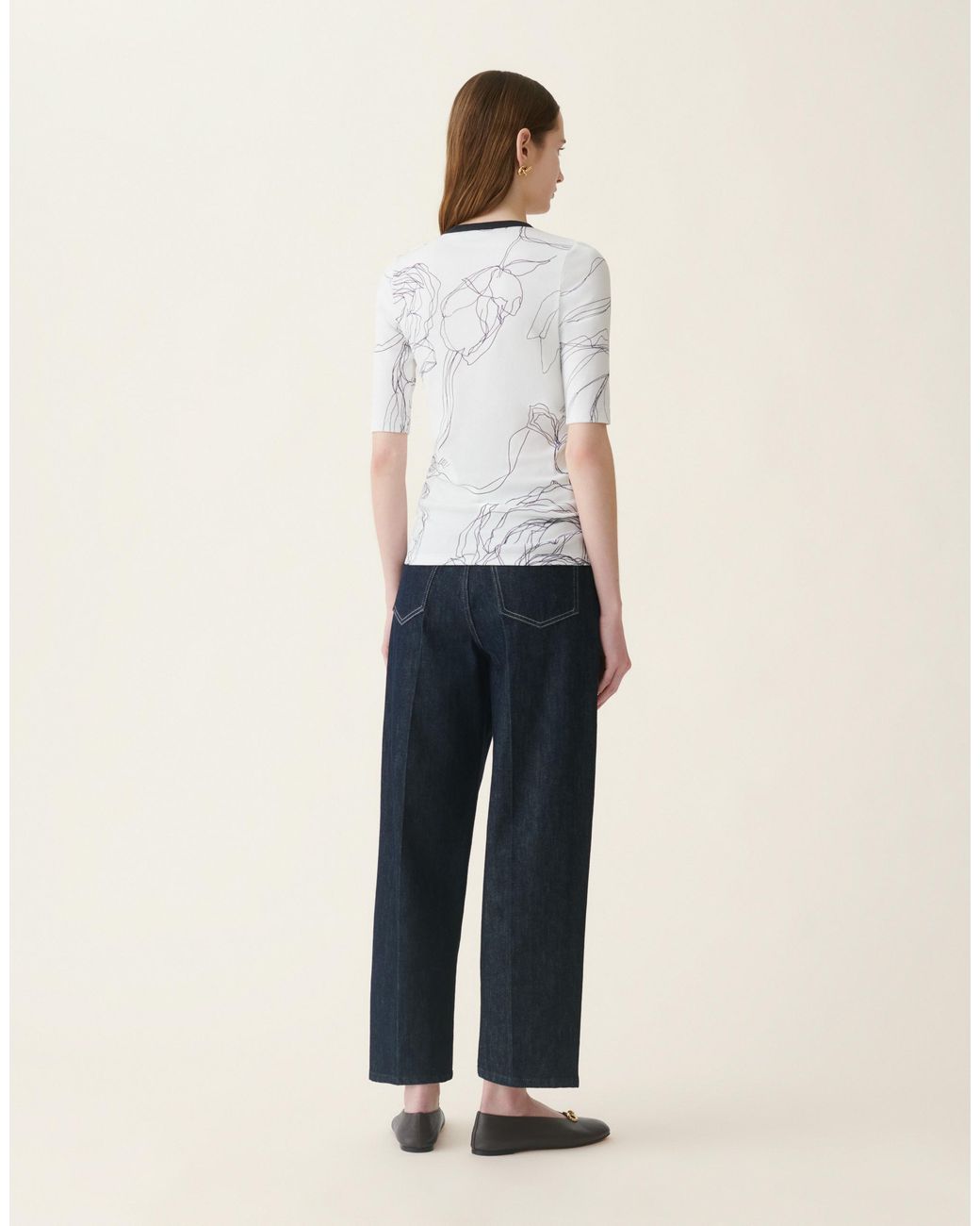 Fabiana Filippi Natural Ribbed Cotton Jersey T-Shirt